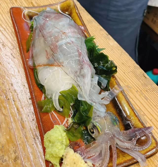 活ヤリイカの刺身